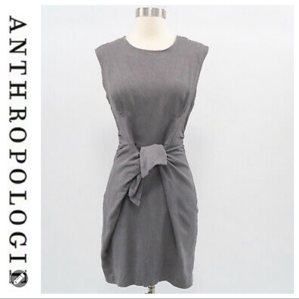 💕SALE💕 Anthropologie HD in Paris Gray Silk Dress